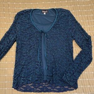 Blue Lace Long Sleeve Top